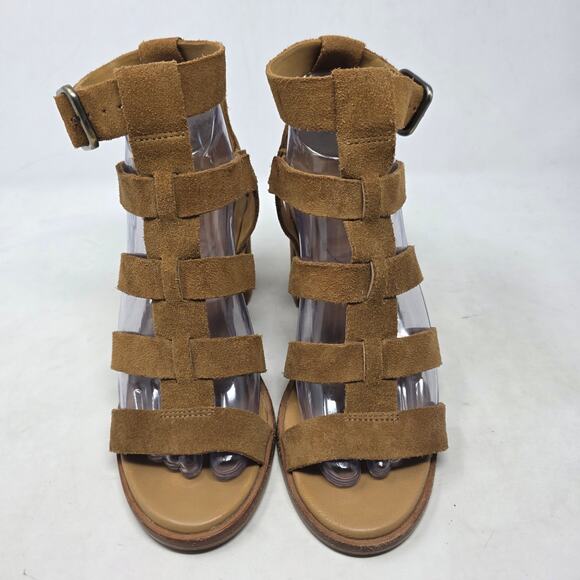 UGG Suede Gladiator Block Heel Sandals Tan Womens Size 7 - Picture 3 of 8